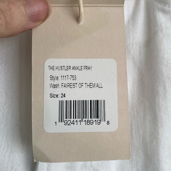 MOTHER The Hustler Ankle Fray In Fairest Of Them All White High Rise Jeans 24 - Picture 7 of 15